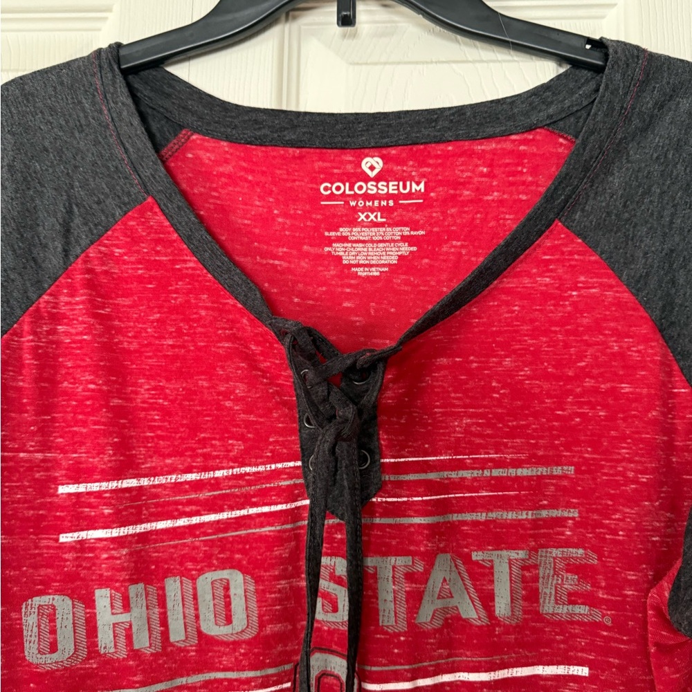 Colosseum Red and Black Ohio State Lace-Up Tee - Picture 2 of 4